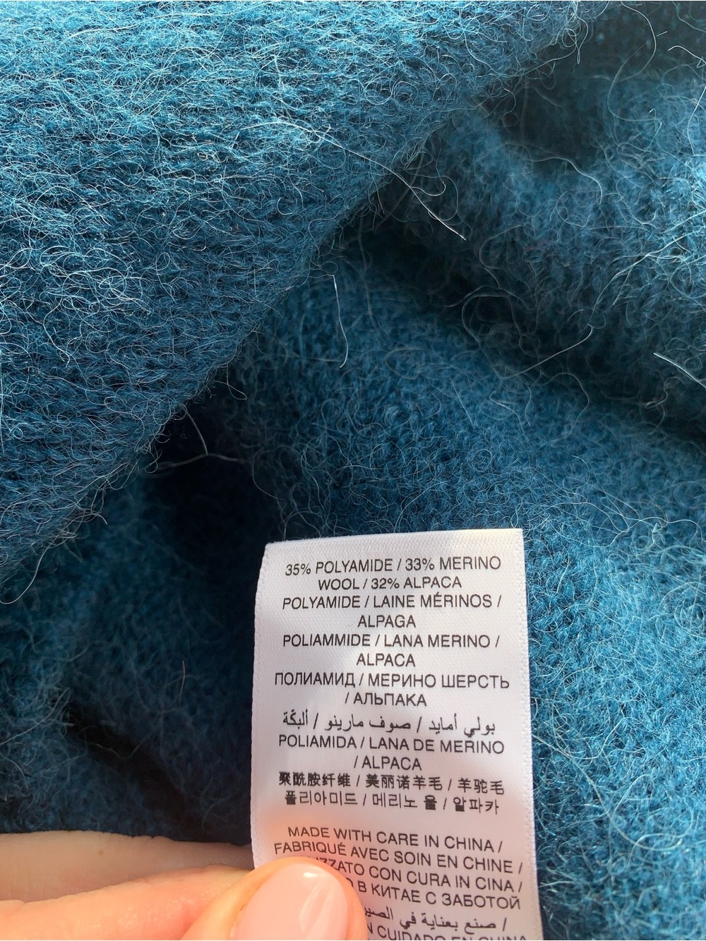Doen Marsena Wool Alpaca Raglan Crewneck Knit Sweater Top Deep Sapphire Blue - Picture 11 of 12